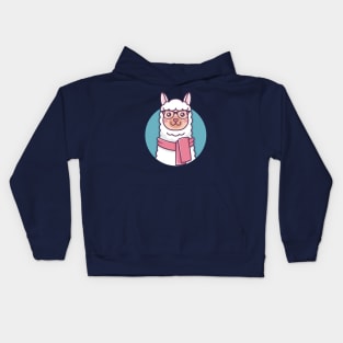 Cute Hipster Llama Kawaii Illustration Kids Hoodie